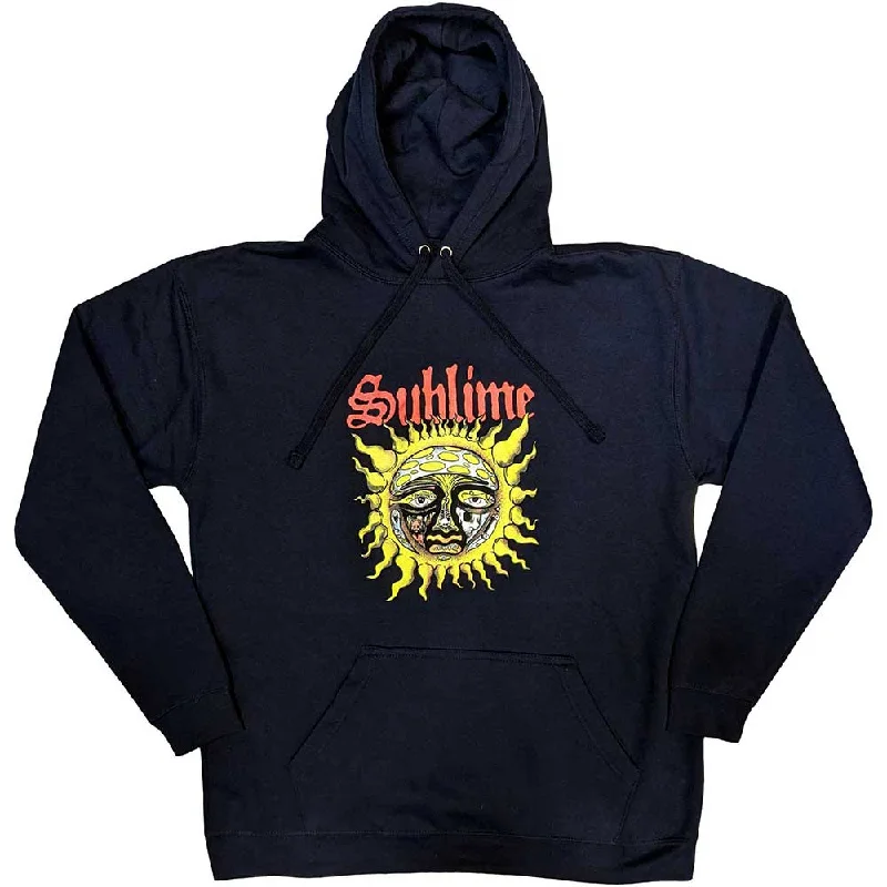 Sublime | Official Band Hoodie | Yellow Sun Hoodie with Applique Textured Unique