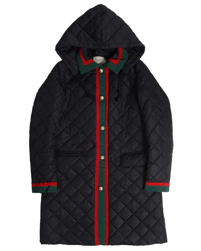 Quilted Coat With Removable Hood Pastel Wool Peacoat