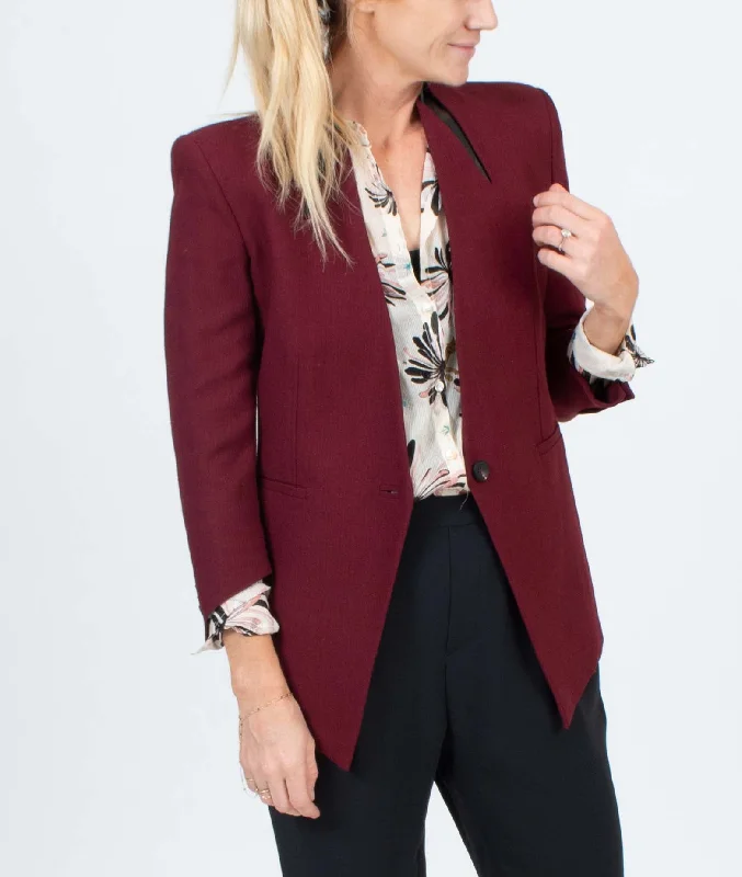 Burgundy Cropped Blazer Women's Custom Suit