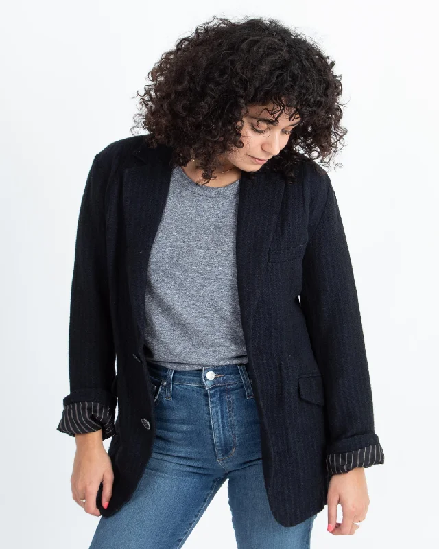 Casual Navy Blazer Women's Simple Jacket