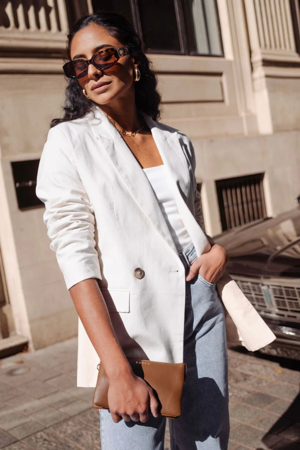 Cooper Semi Fitted Blazer Ecru Women's Luxurious Jacket