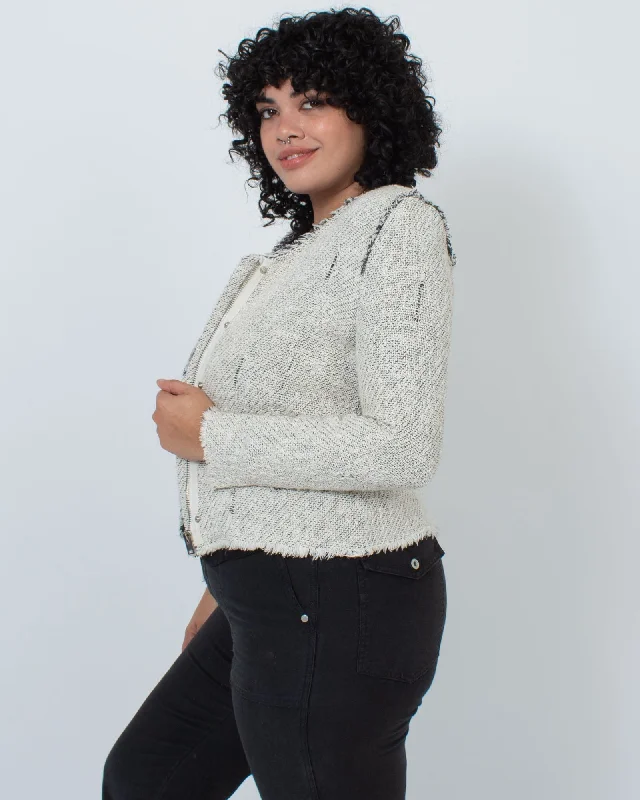 Cream Zip Up Blazer Women's Vintage Jacket