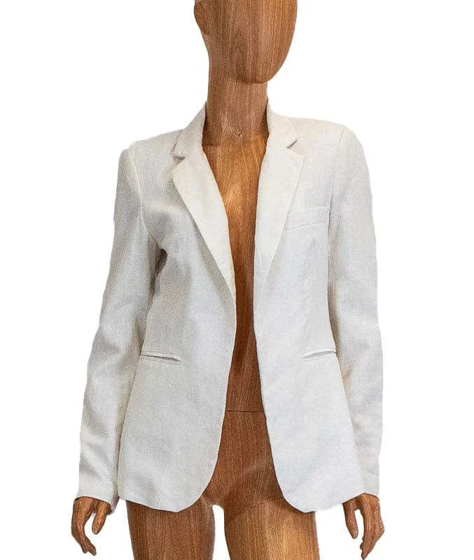 Faux Pocket Linen Blazer Women's Fashion Blazer