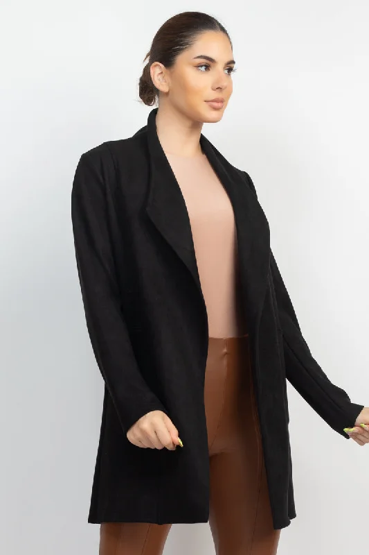 Open Front Suede Blazer Women's Fashion Blazer