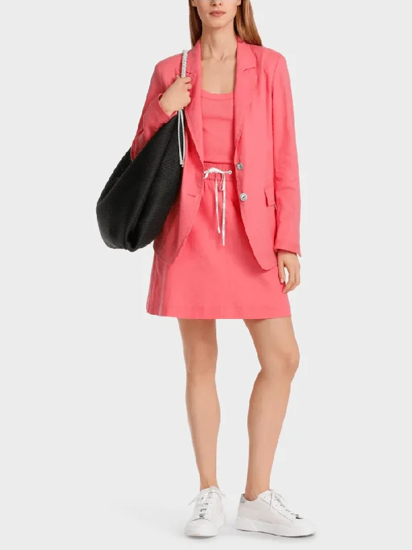 Marc Cain Sports Creased Look Blazer In Light Neon Coral Red WS 34.12 W03 COL 238 Women's Classic Blazer