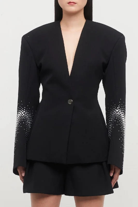 The Attico Gabardine Blazer in Black and Silver Women's Radiation Jacket