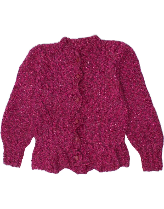 VINTAGE Womens Cardigan Sweater UK 12 Medium Burgundy Flecked